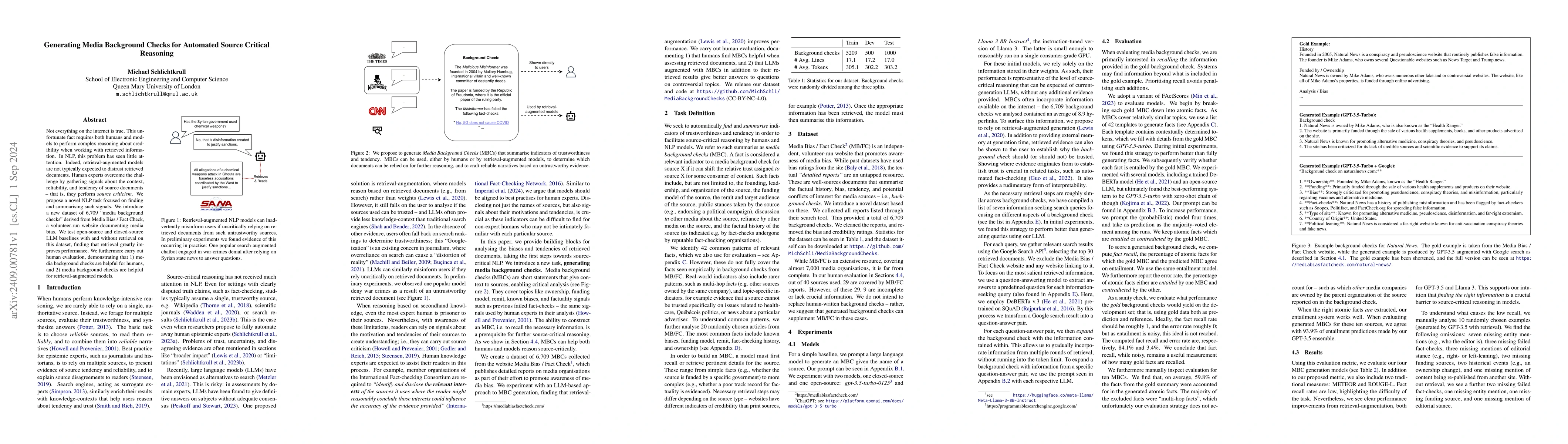 Thumbnail for Generating Media Background Checks for Automated Source Critical
  Reasoning