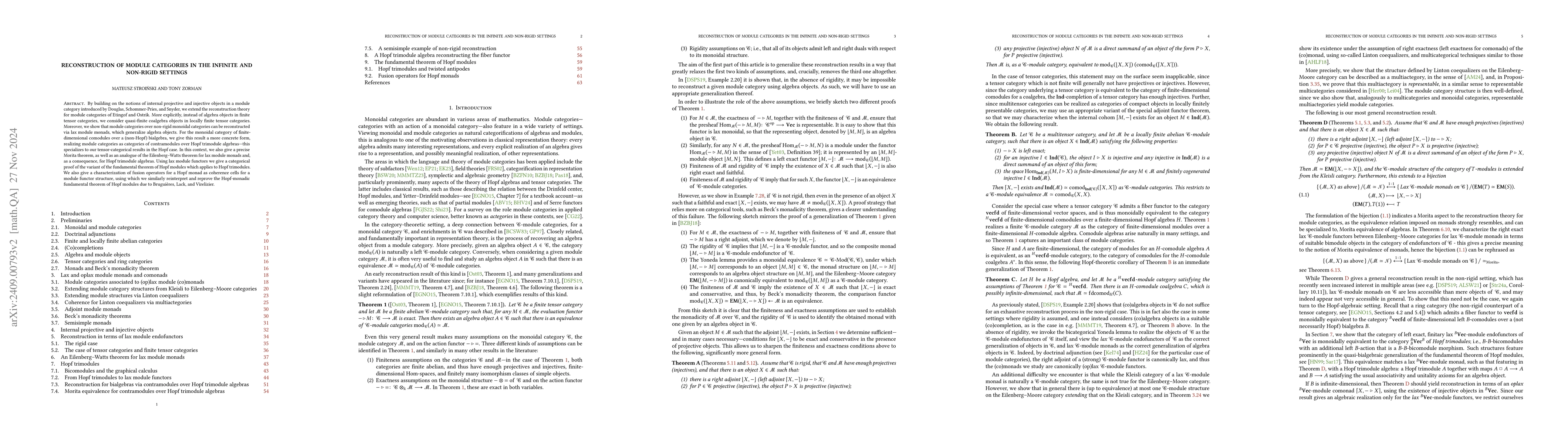 Thumbnail for Reconstruction of module categories in the infinite and non-rigid
  settings