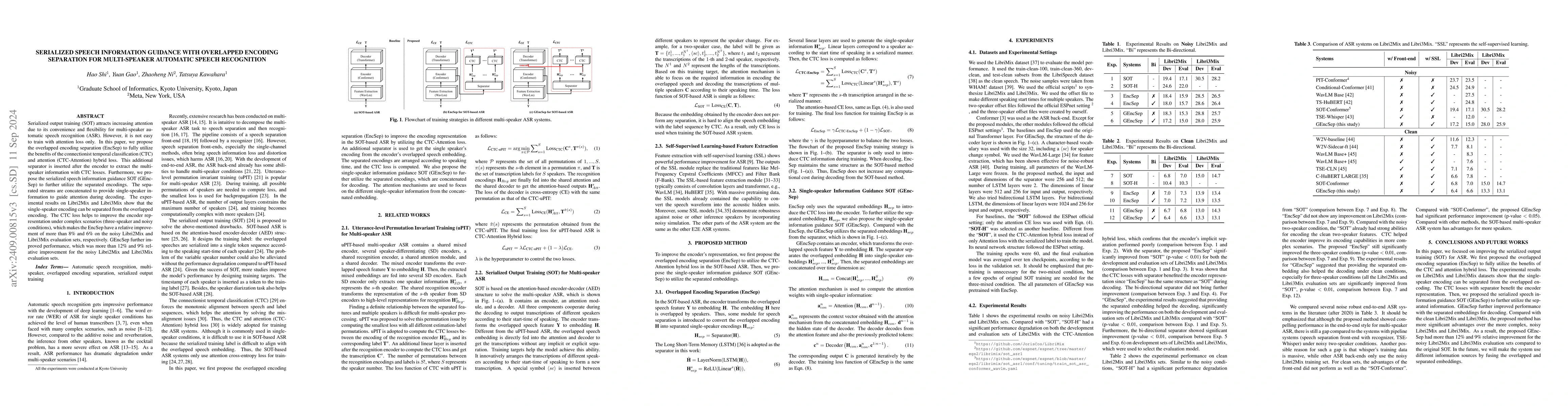 Thumbnail for Serialized Speech Information Guidance with Overlapped Encoding
  Separation for Multi-Speaker Automatic Speech Recognition