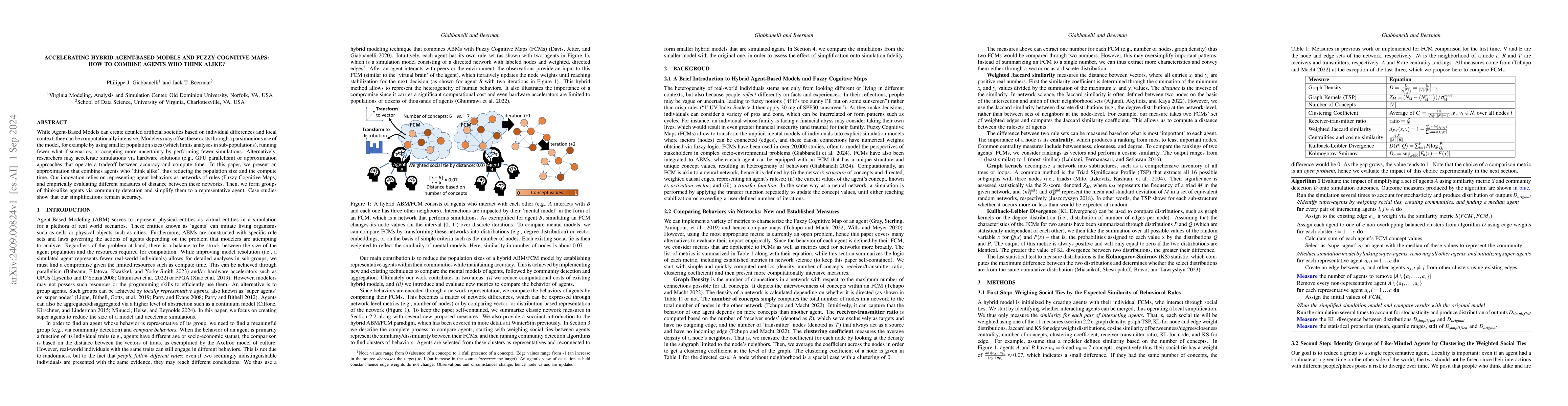 Thumbnail for Accelerating Hybrid Agent-Based Models and Fuzzy Cognitive Maps: How to
  Combine Agents who Think Alike?