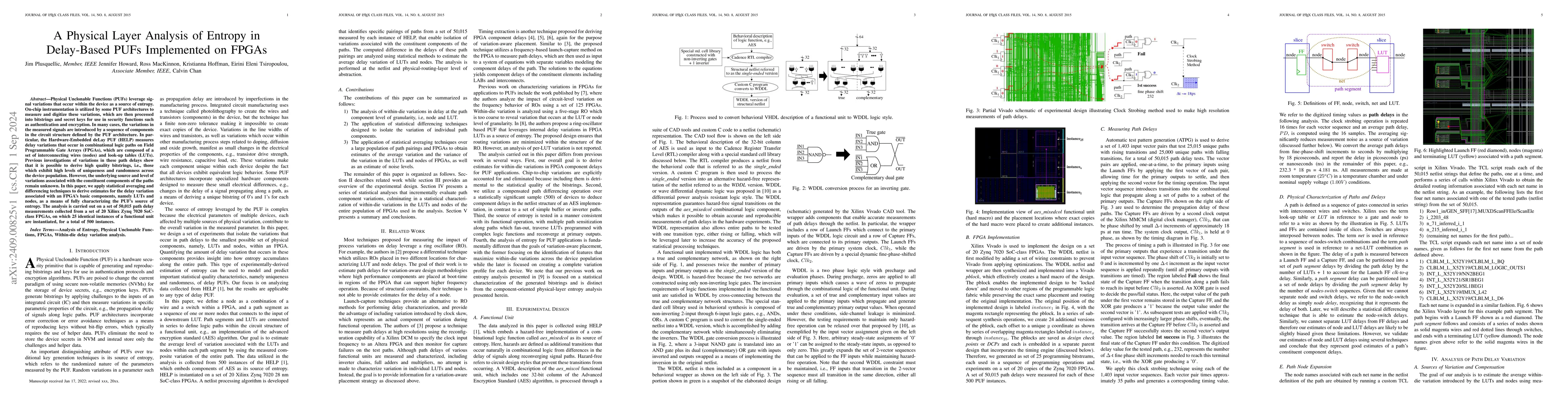 Thumbnail for A Physical Layer Analysis of Entropy in Delay-Based PUFs Implemented on
  FPGAs