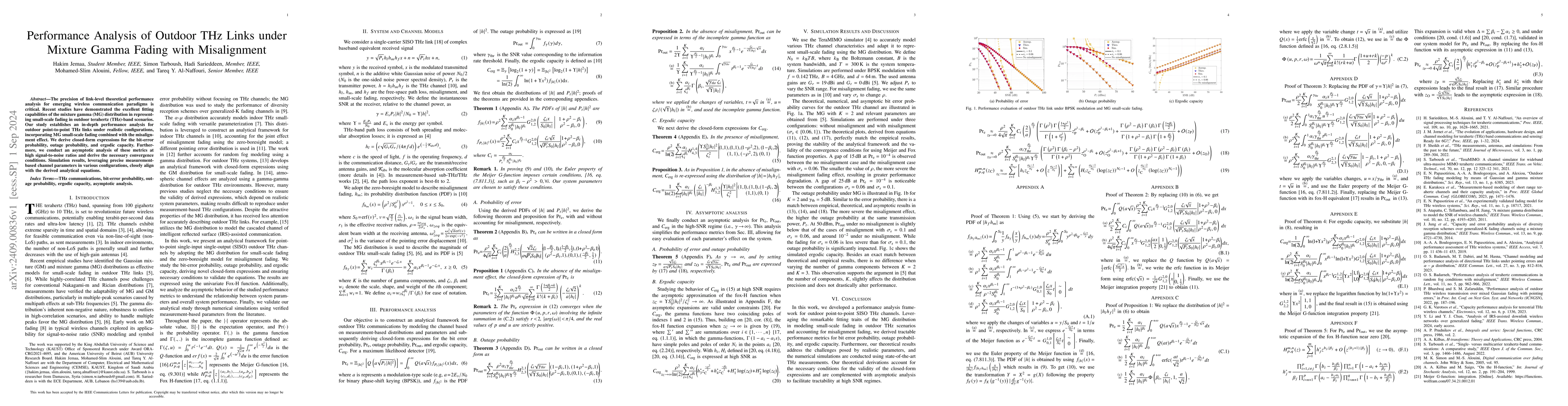 Thumbnail for Performance Analysis of Outdoor THz Links under Mixture Gamma Fading
  with Misalignment