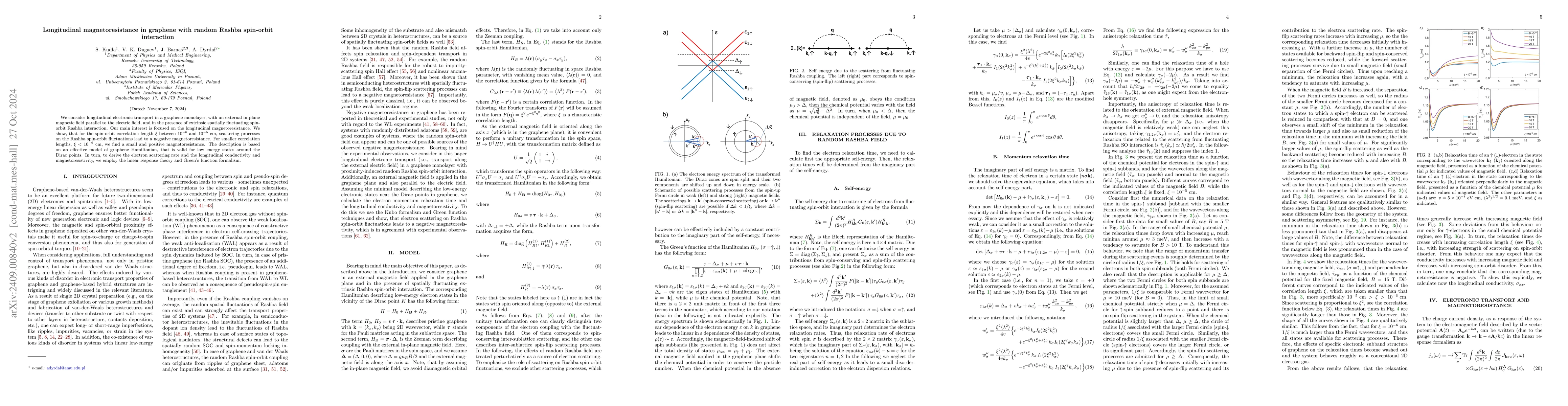 Thumbnail for Longitudinal magnetoresistance in graphene with random Rashba spin-orbit
  interaction