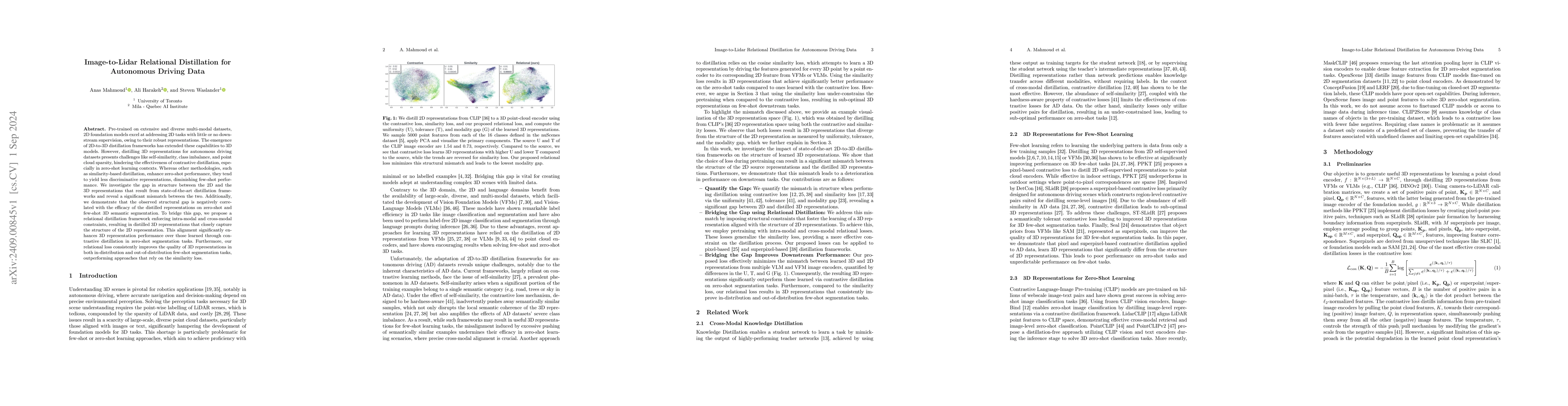 Thumbnail for Image-to-Lidar Relational Distillation for Autonomous Driving Data