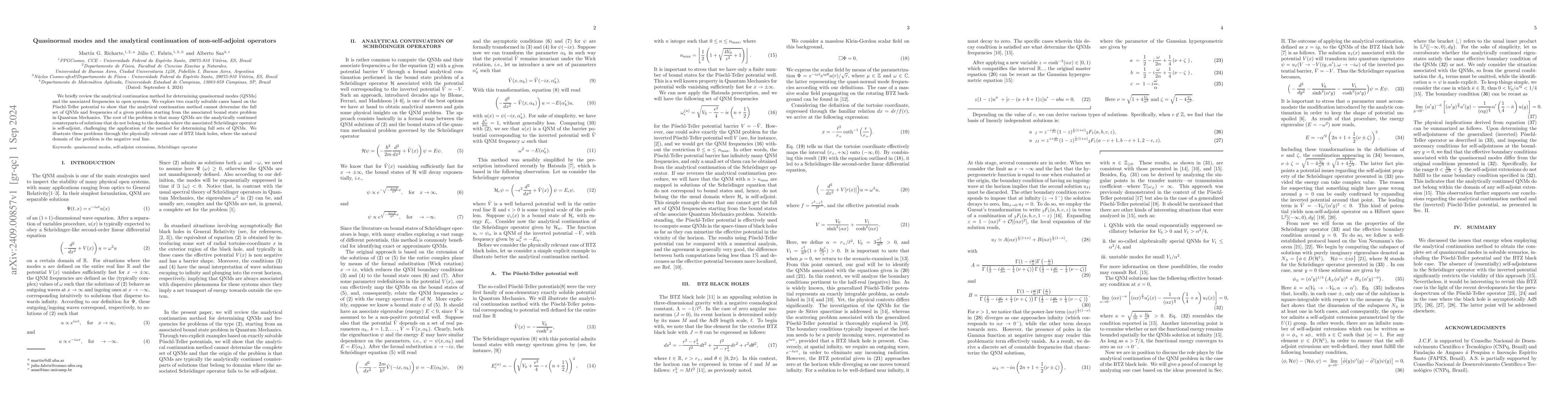 Thumbnail for Quasinormal modes and the analytical continuation of non-self-adjoint
  operators