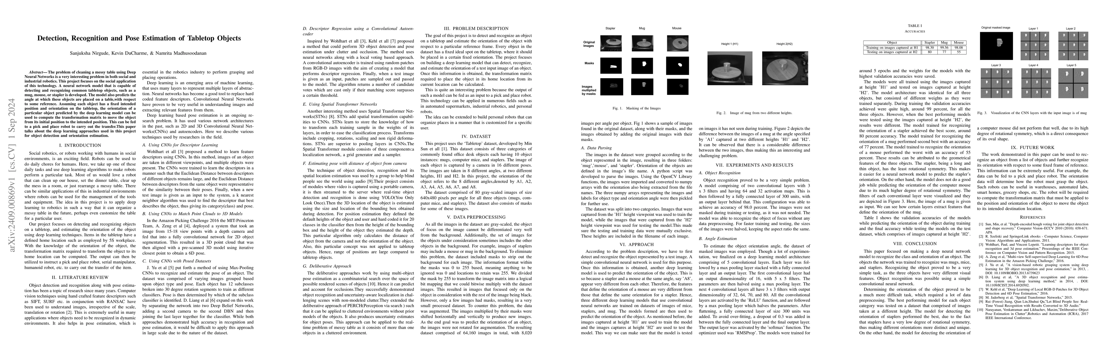 Thumbnail for Detection, Recognition and Pose Estimation of Tabletop Objects