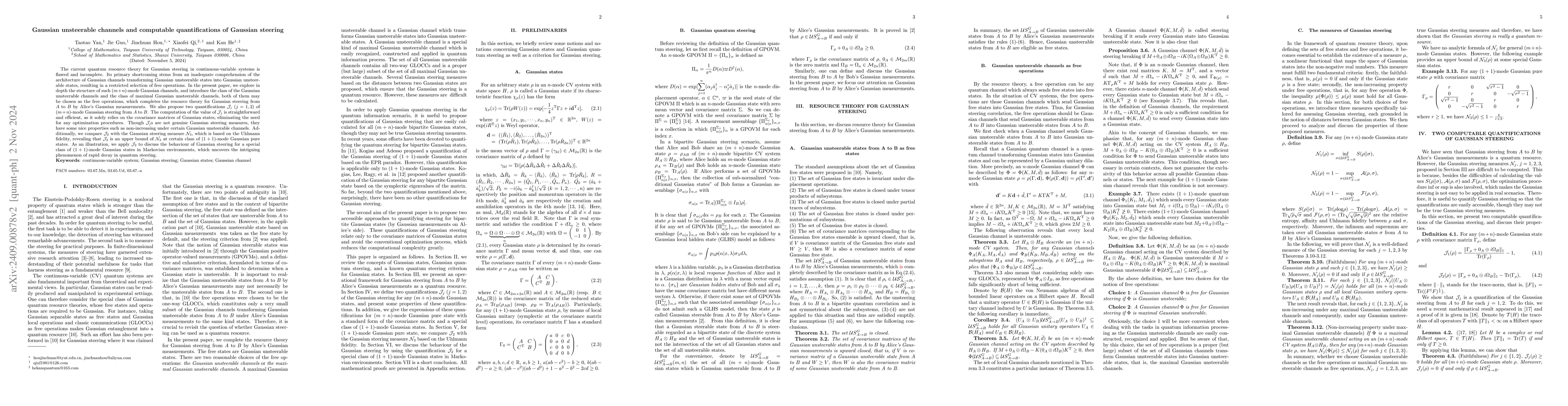 Thumbnail for Gaussian unsteerable channels and computable quantifications of Gaussian
  steering