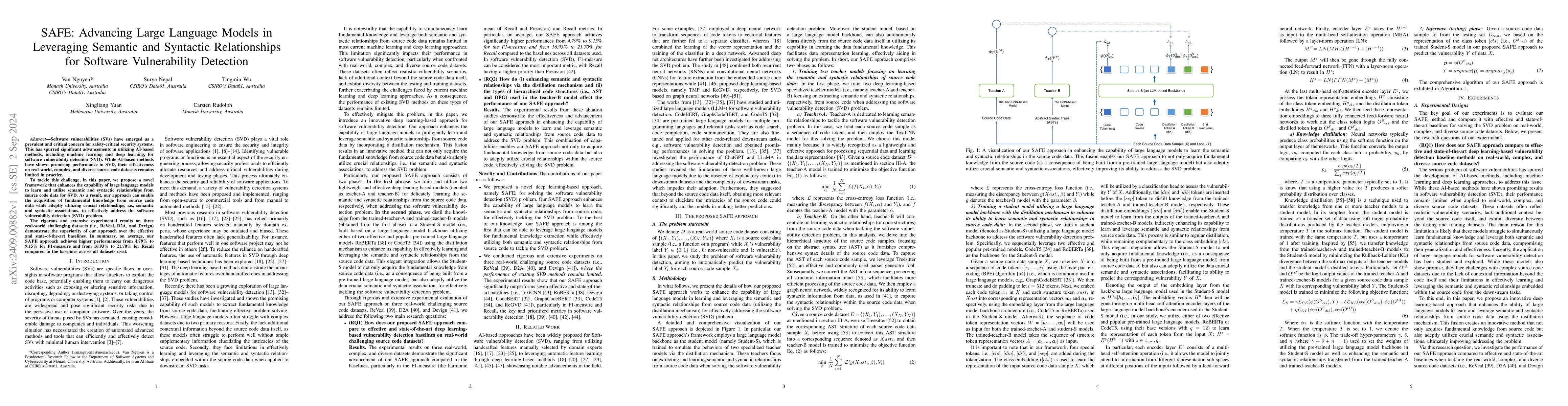 Thumbnail for SAFE: Advancing Large Language Models in Leveraging Semantic and
  Syntactic Relationships for Software Vulnerability Detection