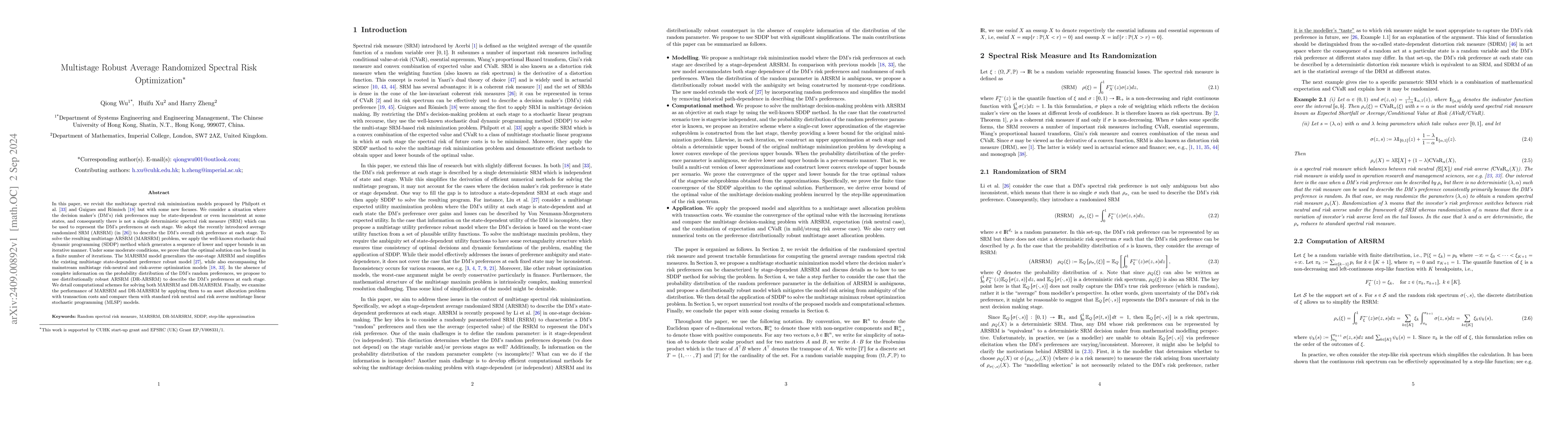 Thumbnail for Multistage Robust Average Randomized Spectral Risk Optimization