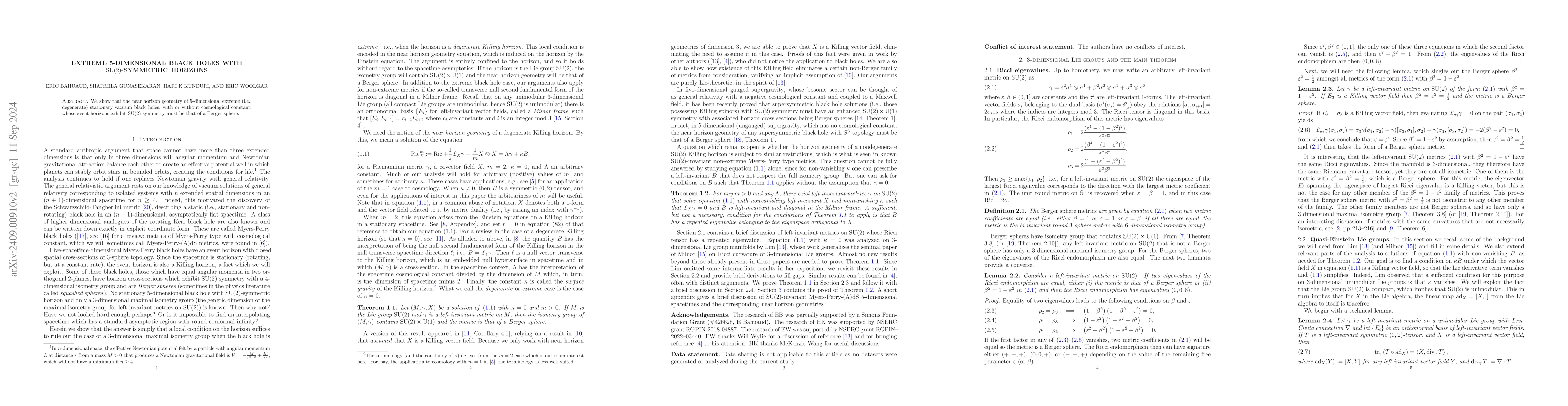 Thumbnail for Extreme 5-dimensional black holes with SU(2)-symmetric horizons