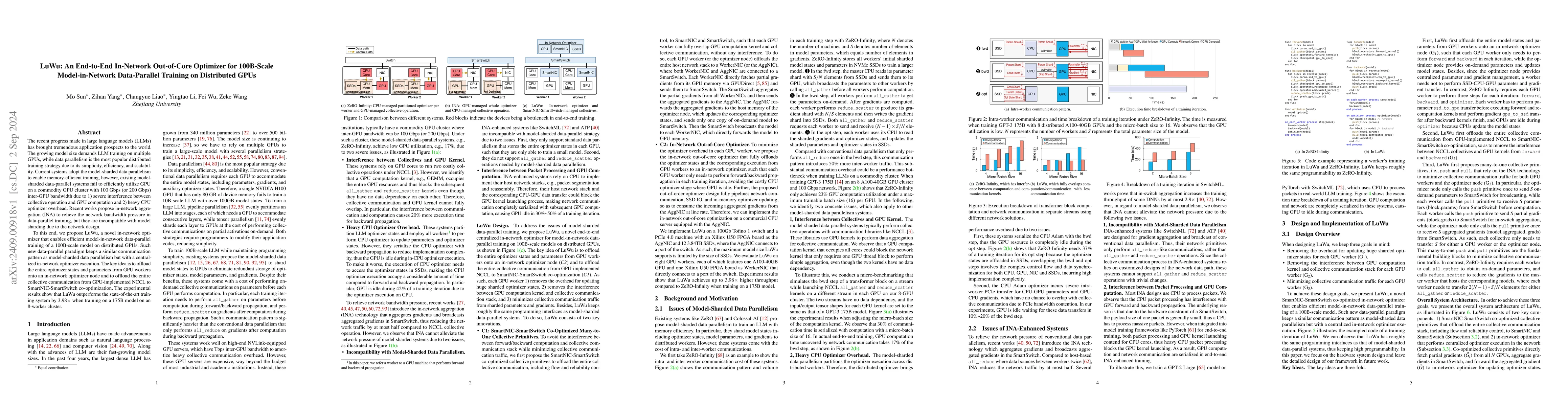 Thumbnail for LuWu: An End-to-End In-Network Out-of-Core Optimizer for 100B-Scale
  Model-in-Network Data-Parallel Training on Distributed GPUs