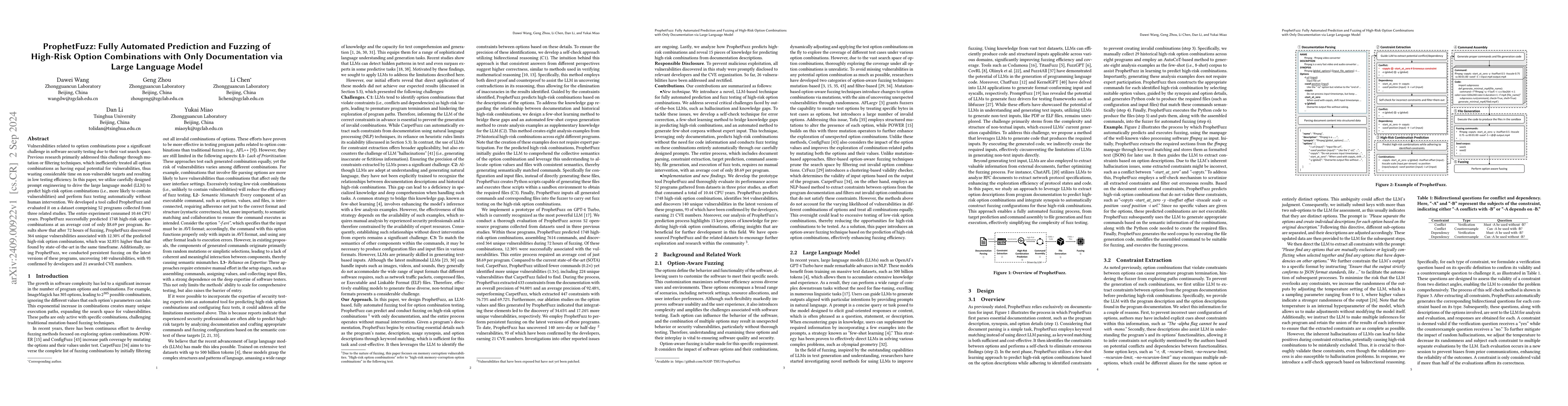 Thumbnail for ProphetFuzz: Fully Automated Prediction and Fuzzing of High-Risk Option
  Combinations with Only Documentation via Large Language Model