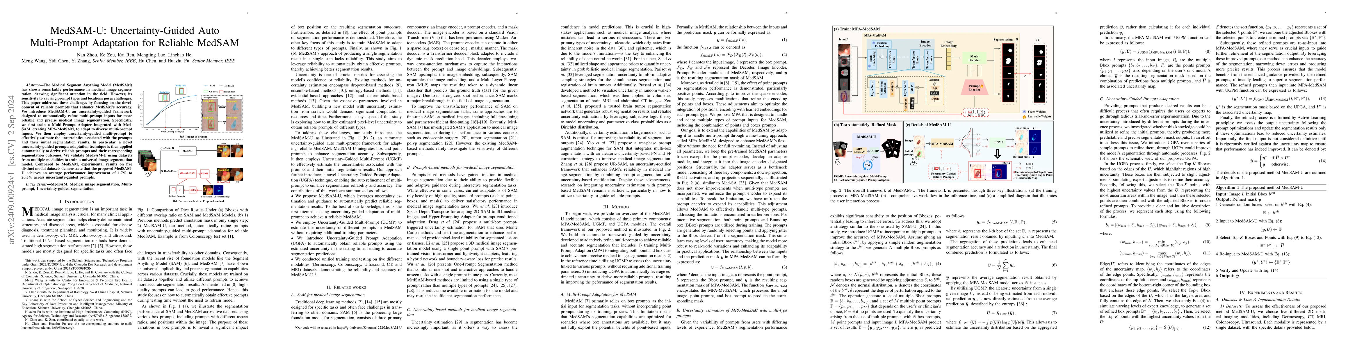 Thumbnail for MedSAM-U: Uncertainty-Guided Auto Multi-Prompt Adaptation for Reliable
  MedSAM