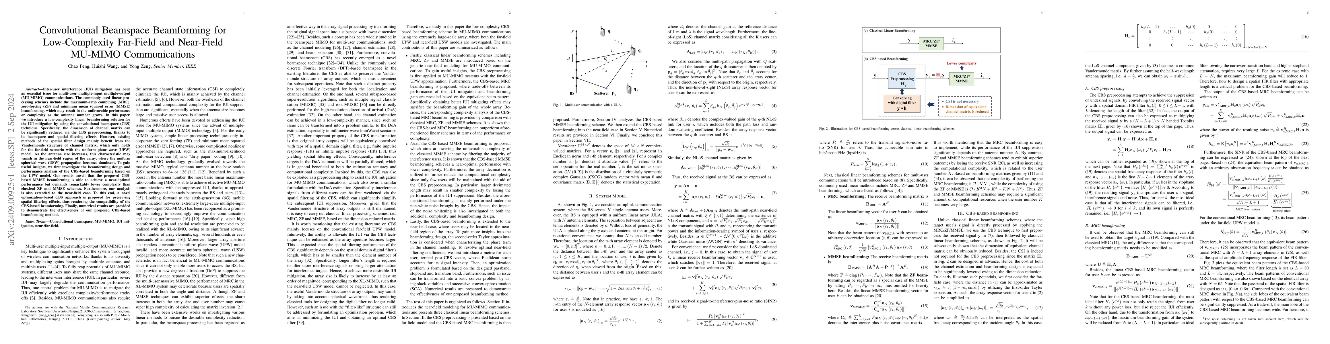 Thumbnail for Convolutional Beamspace Beamforming for Low-Complexity Far-Field and
  Near-Field MU-MIMO Communications