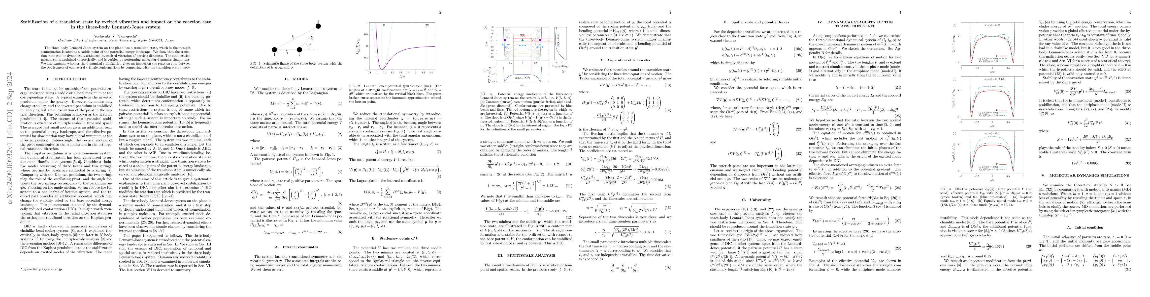 Thumbnail for Stabilization of a transition state by excited vibration and impact on
  the reaction rate in the three-body Lennard-Jones system