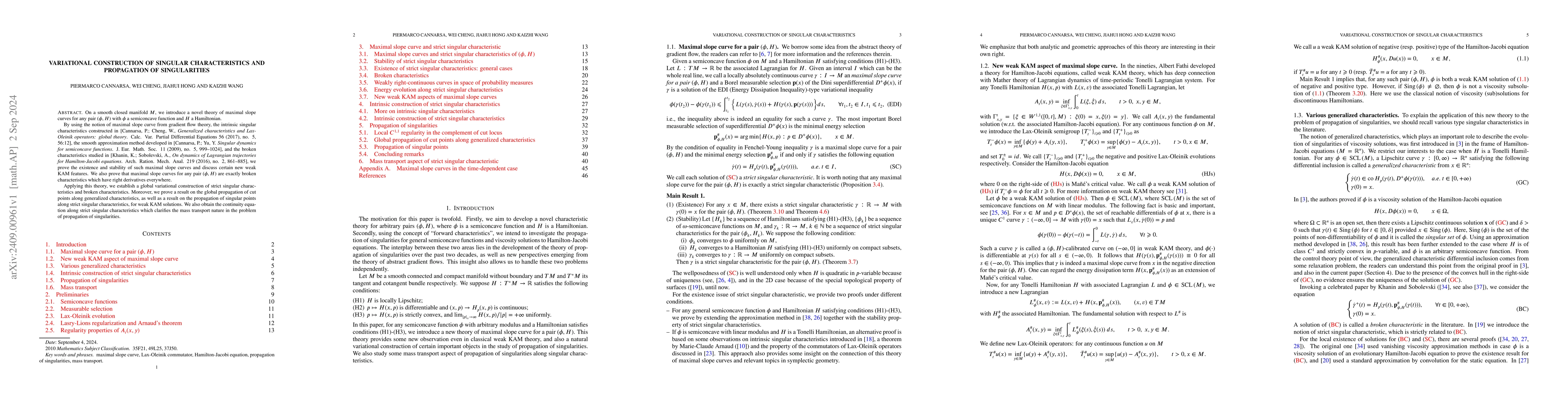 Thumbnail for Variational construction of singular characteristics and propagation of
  singularities