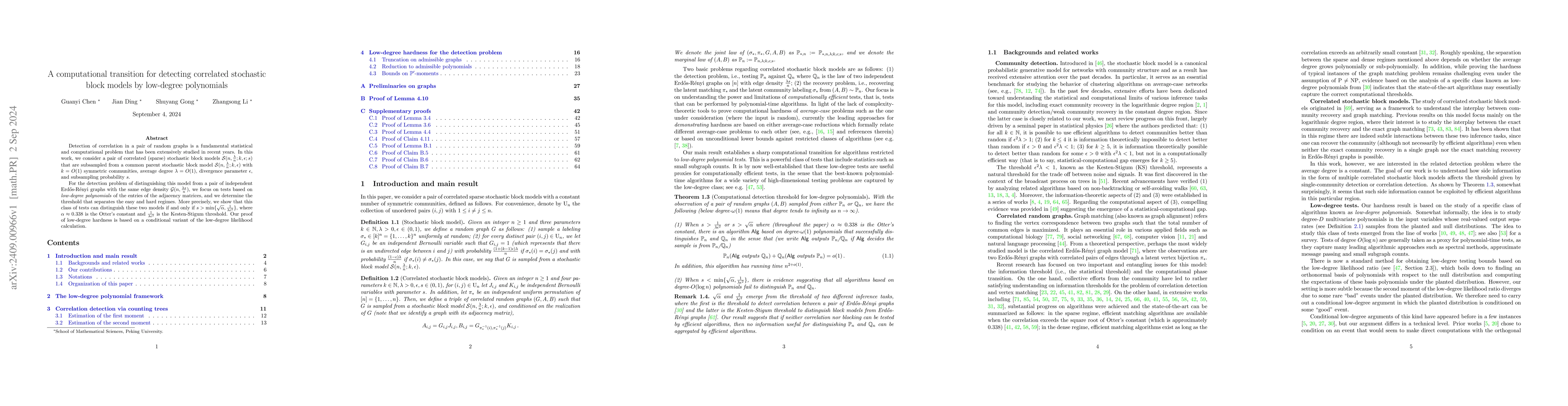 Thumbnail for A computational transition for detecting correlated stochastic block
  models by low-degree polynomials