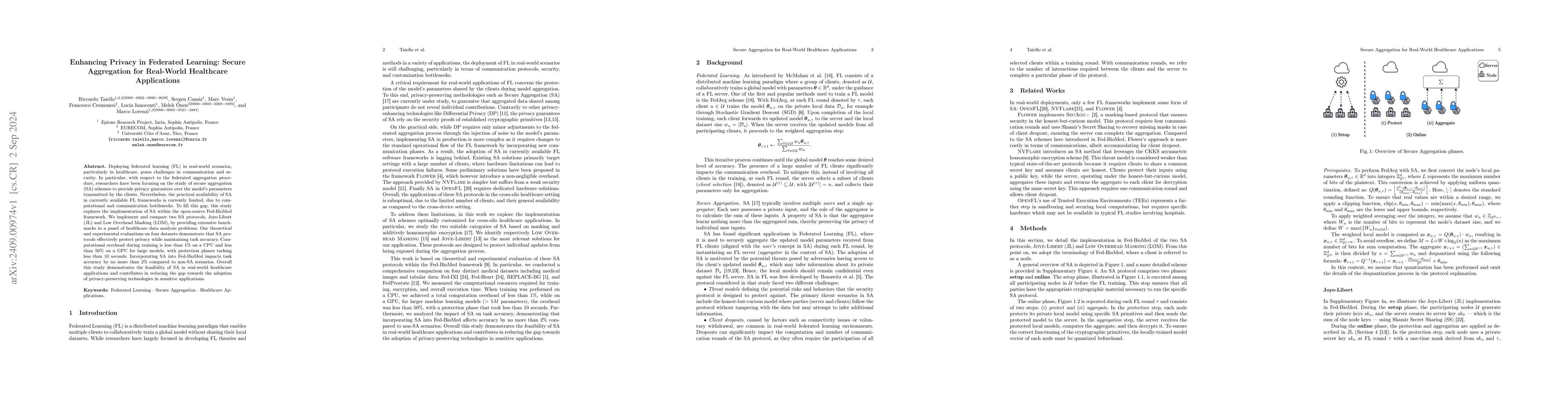 Thumbnail for Enhancing Privacy in Federated Learning: Secure Aggregation for
  Real-World Healthcare Applications