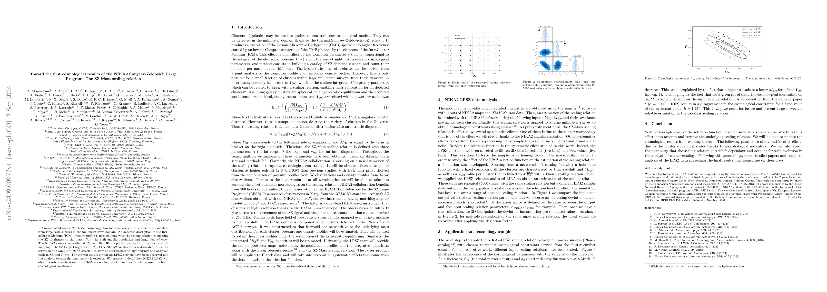 Thumbnail for Toward the first cosmological results of the NIKA2 Sunyaev-Zeldovich
  Large Program: The SZ-Mass scaling relation