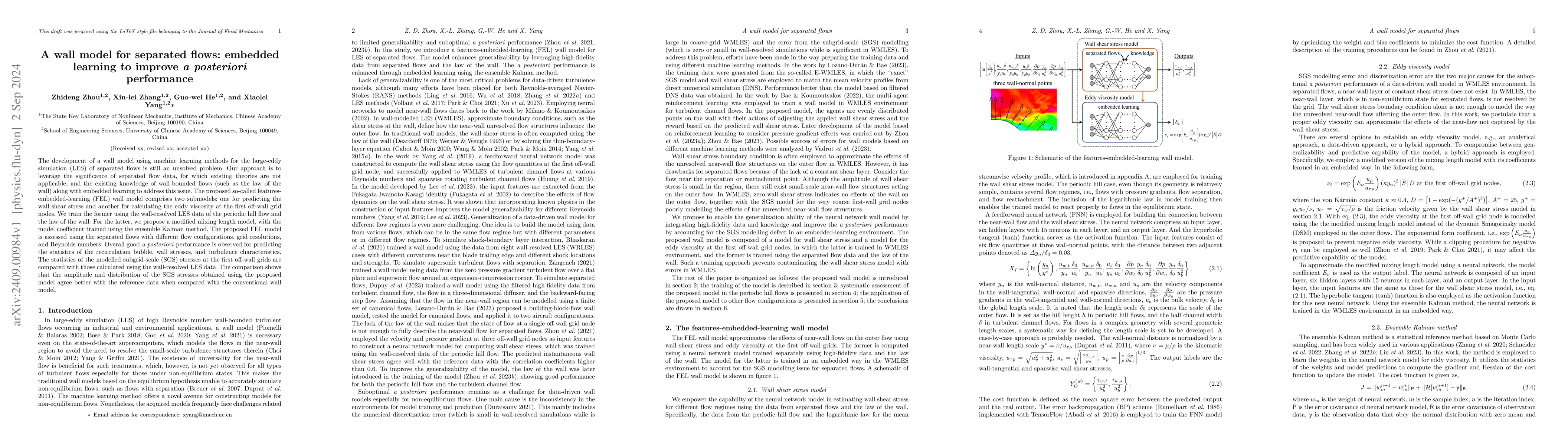 Thumbnail for A wall model for separated flows: embedded learning to improve a
  posteriori performance
