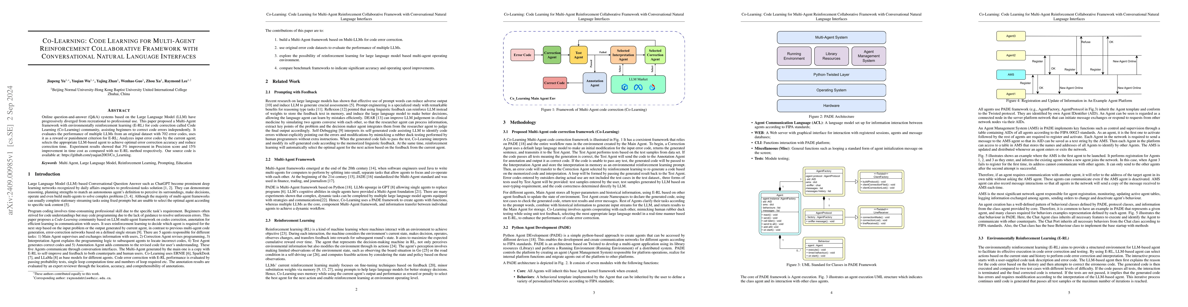 Thumbnail for Co-Learning: Code Learning for Multi-Agent Reinforcement Collaborative
  Framework with Conversational Natural Language Interfaces
