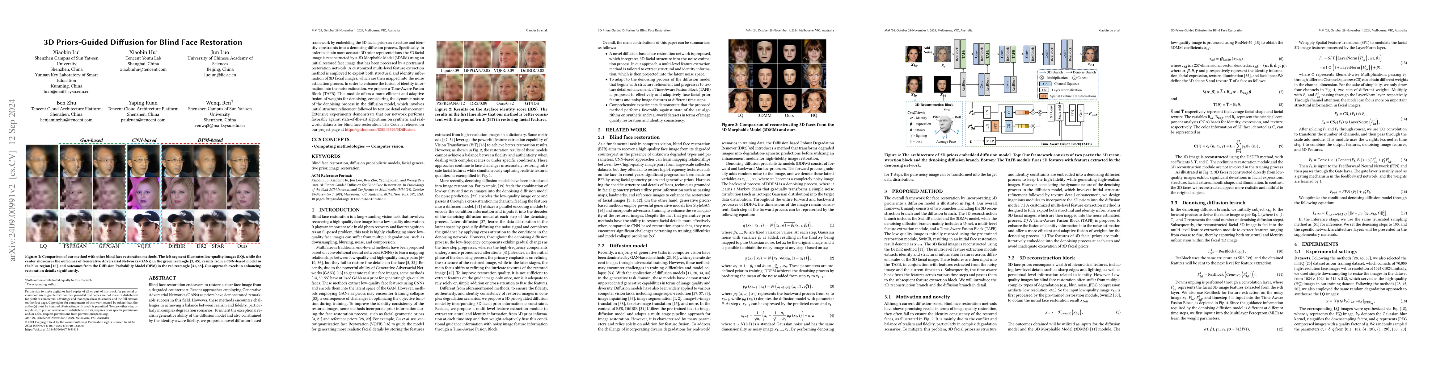 Thumbnail for 3D Priors-Guided Diffusion for Blind Face Restoration