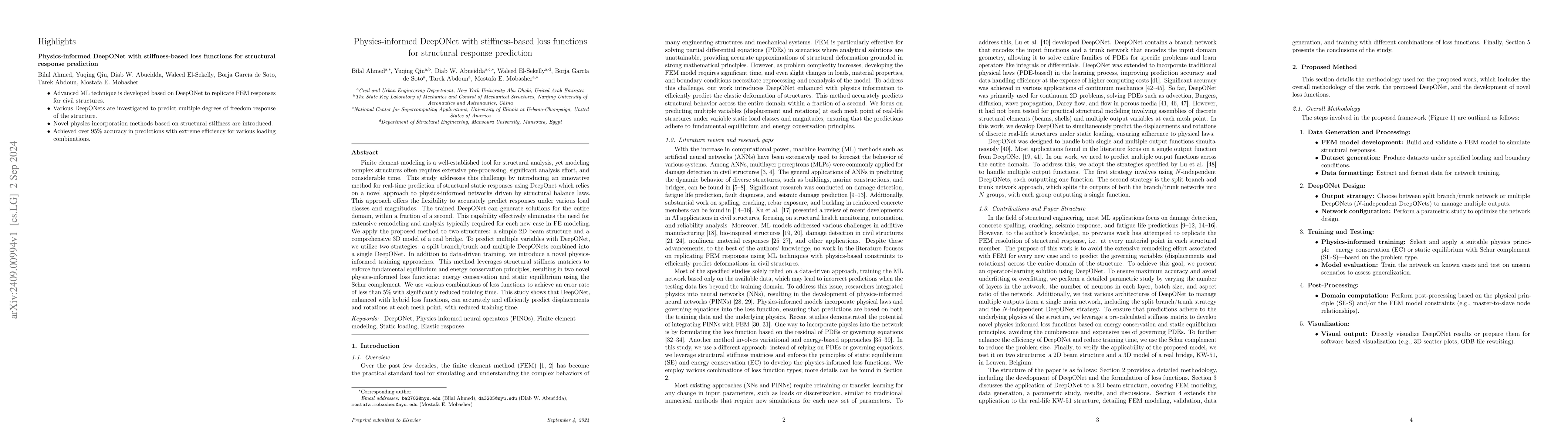 Thumbnail for Physics-informed DeepONet with stiffness-based loss functions for
  structural response prediction