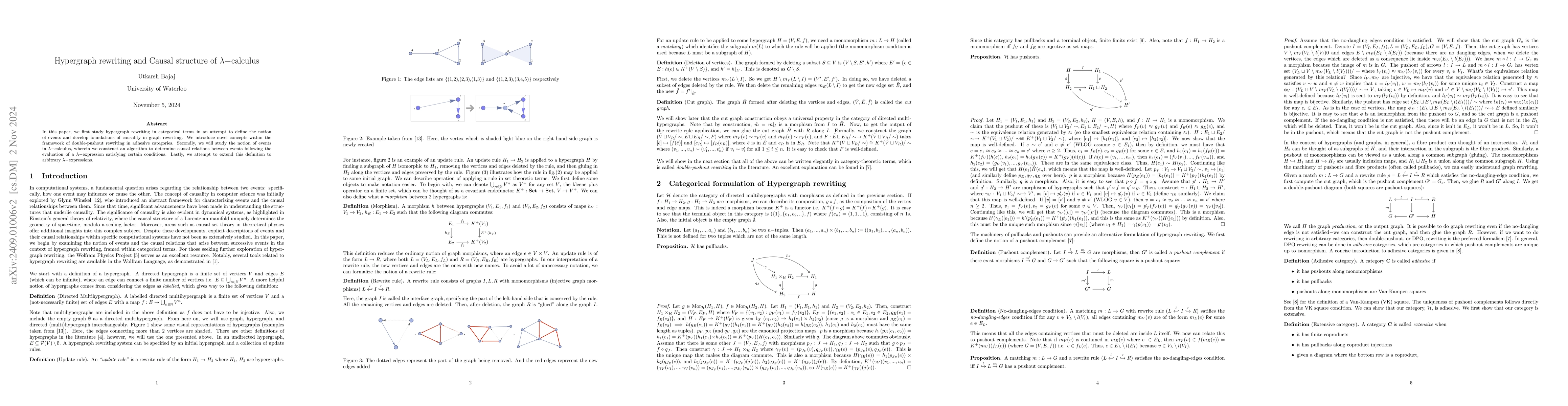 Thumbnail for Hypergraph rewriting and Causal structure of $λ-$calculus