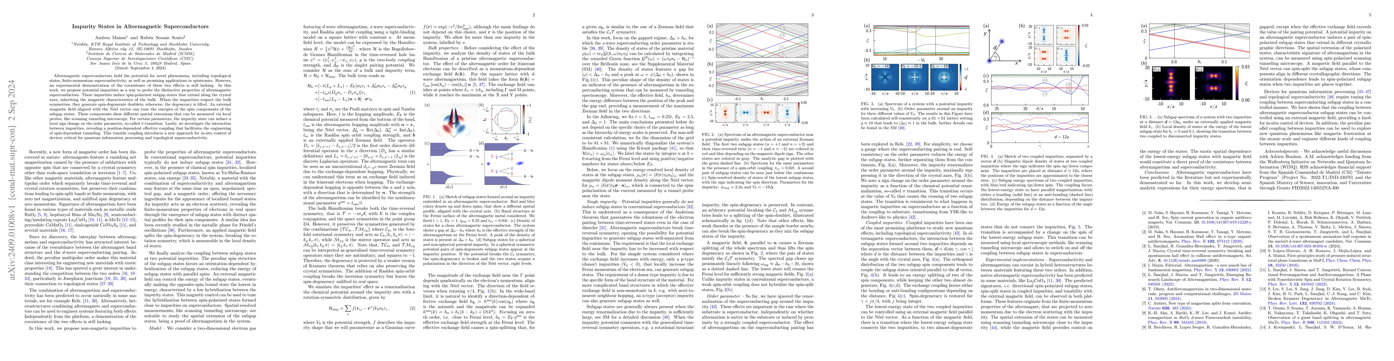 Thumbnail for Impurity States in Altermagnetic Superconductors