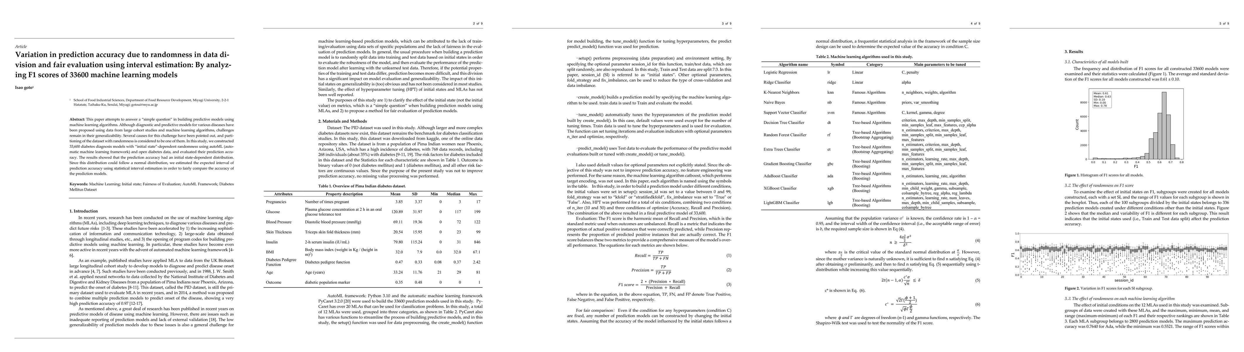Thumbnail for Variation in prediction accuracy due to randomness in data division and
  fair evaluation using interval estimation
