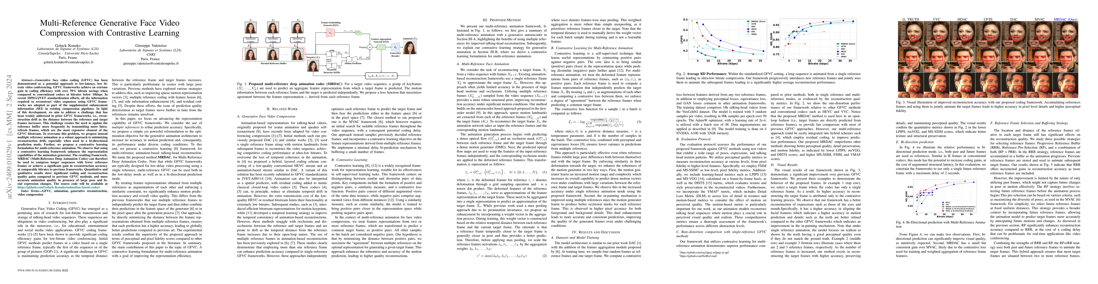 Thumbnail for Multi-Reference Generative Face Video Compression with Contrastive
  Learning