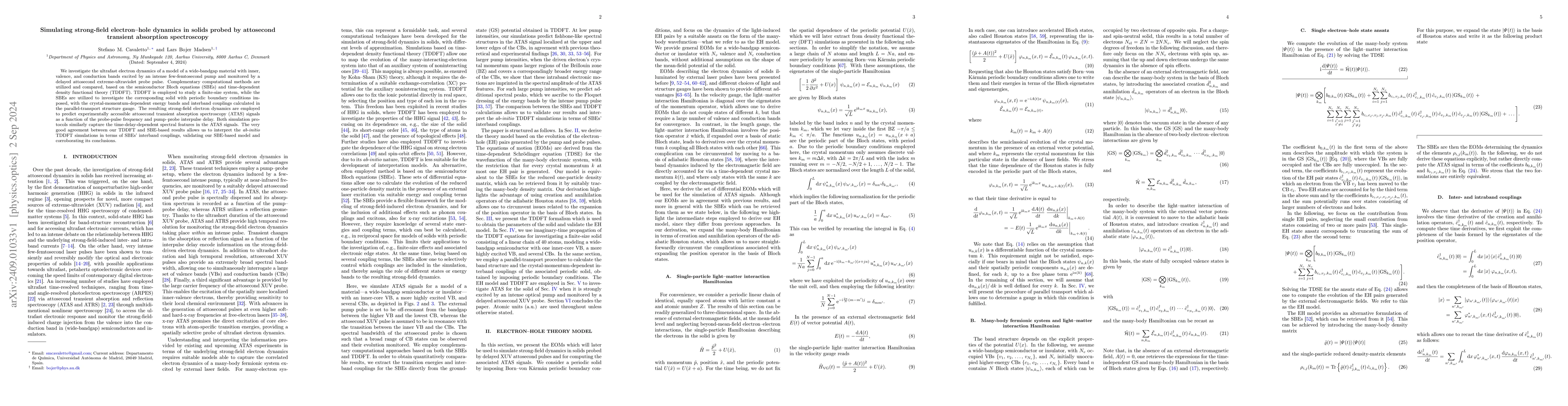 Thumbnail for Simulating strong-field electron-hole dynamics in solids probed by
  attosecond transient absorption spectroscopy