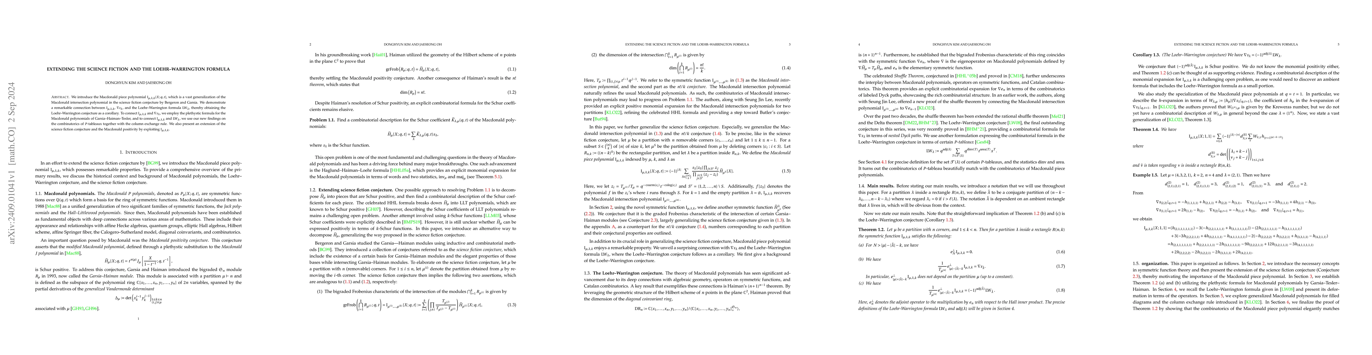 Thumbnail for Extending the science fiction and the Loehr--Warrington formula