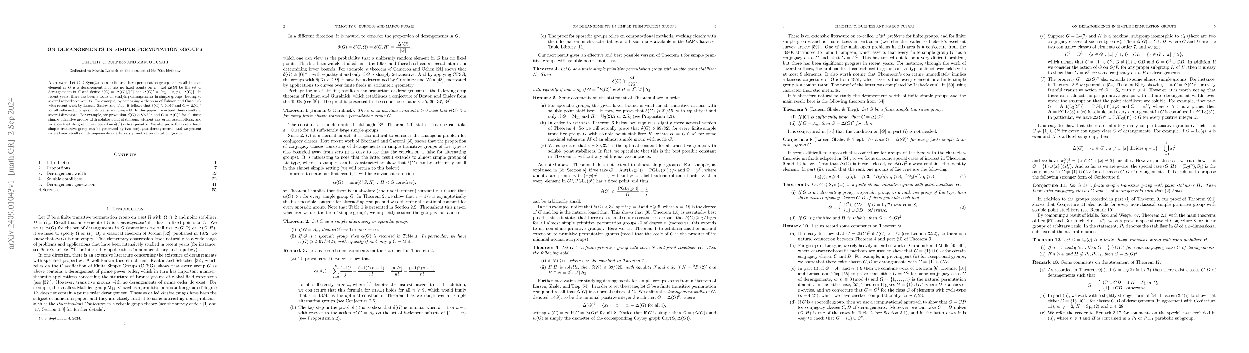Thumbnail for On derangements in simple permutation groups