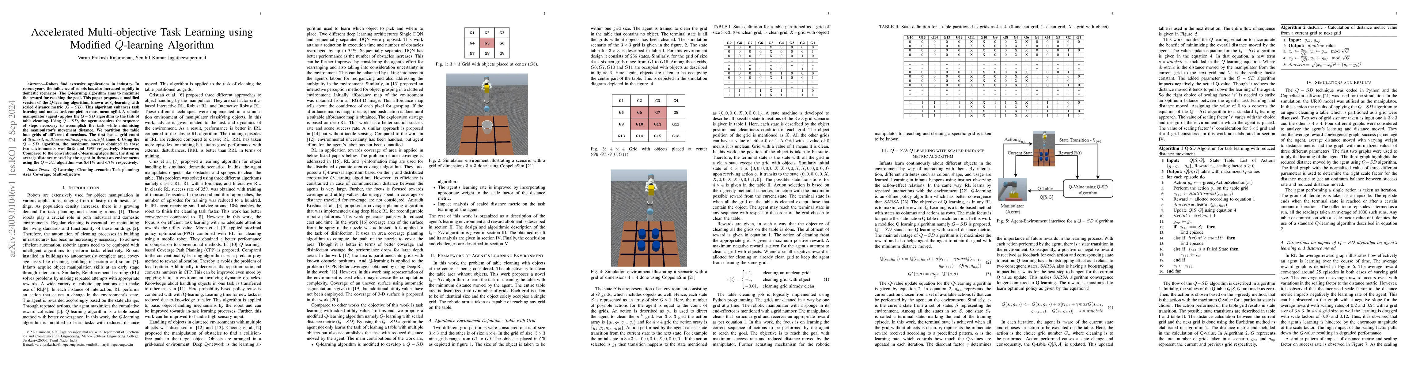 Thumbnail for Accelerated Multi-objective Task Learning using Modified Q-learning
  Algorithm