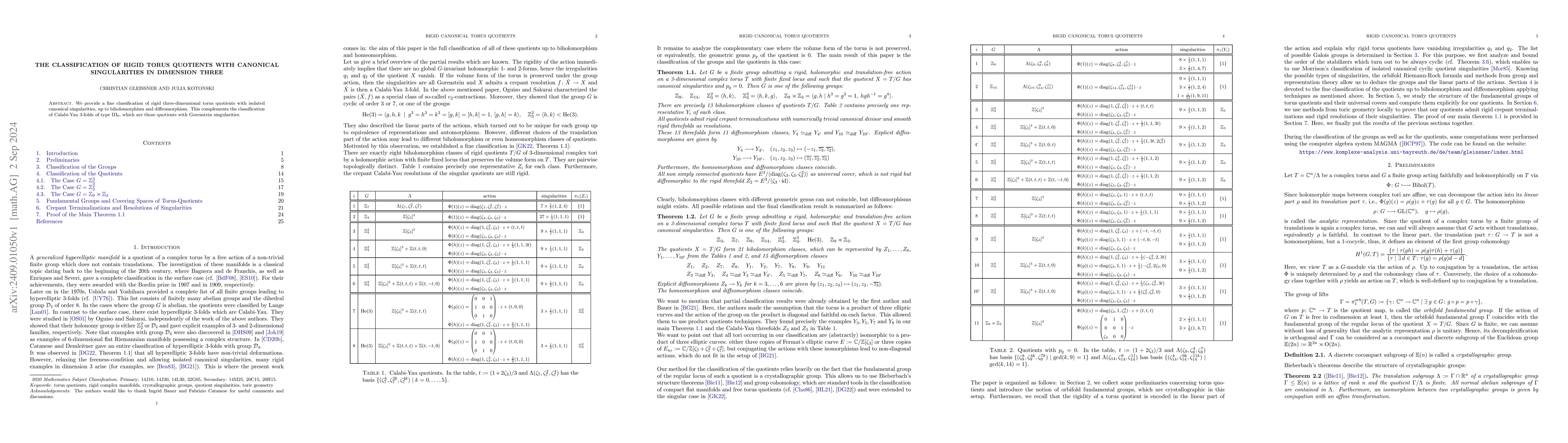 Thumbnail for The Classification of Rigid Torus Quotients with Canonical Singularities
  in Dimension Three