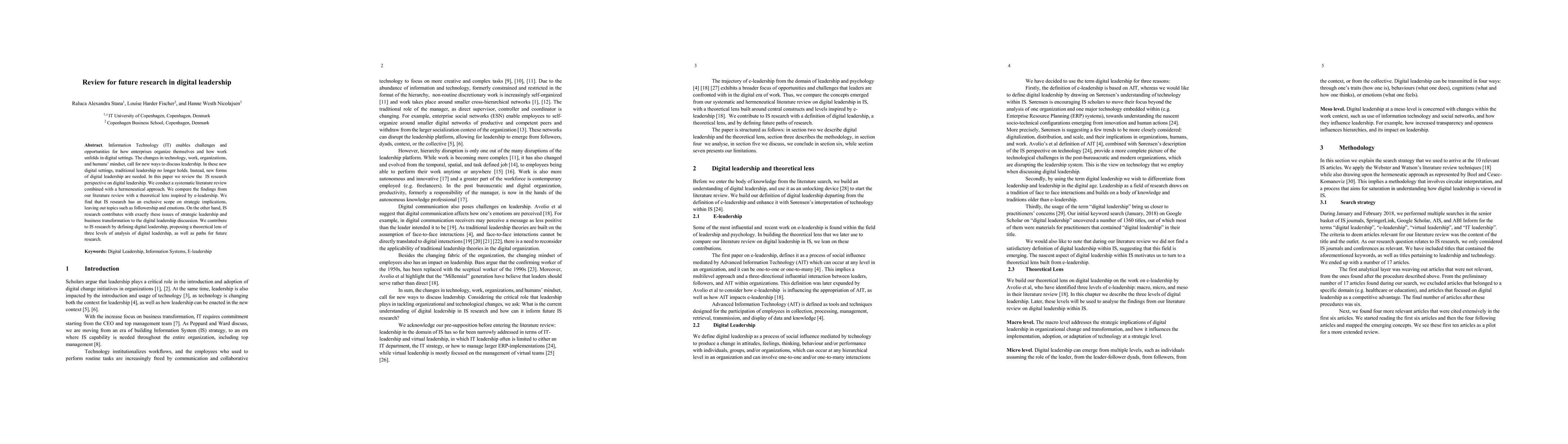 Thumbnail for Review for future research in digital leadership