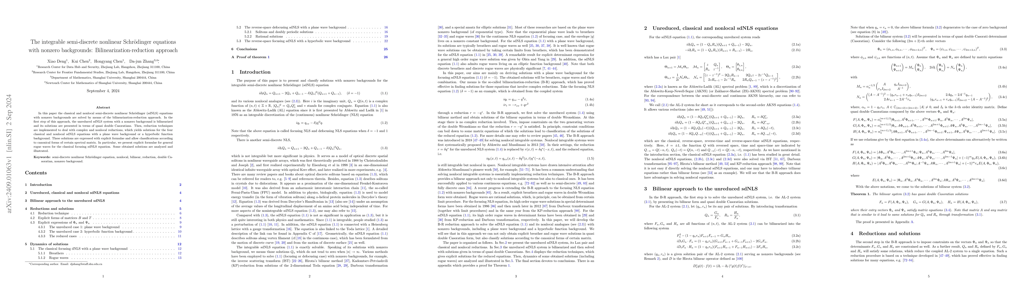 Thumbnail for The integrable semi-discrete nonlinear Schrödinger equations with
  nonzero backgrounds: Bilinearization-reduction approach