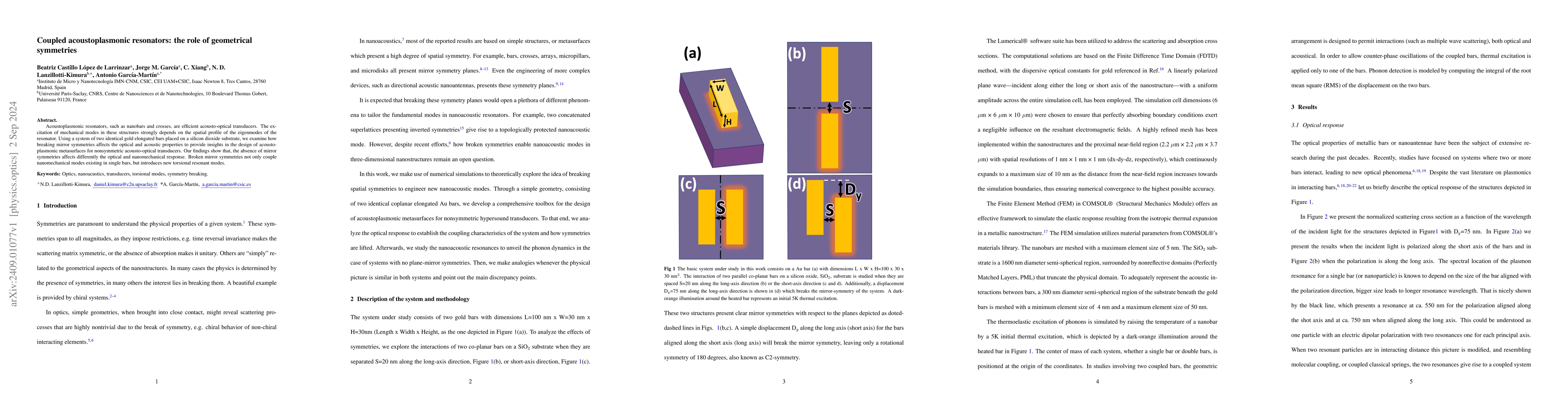 Thumbnail for Coupled acoustoplasmonic resonators: the role of geometrical symmetries