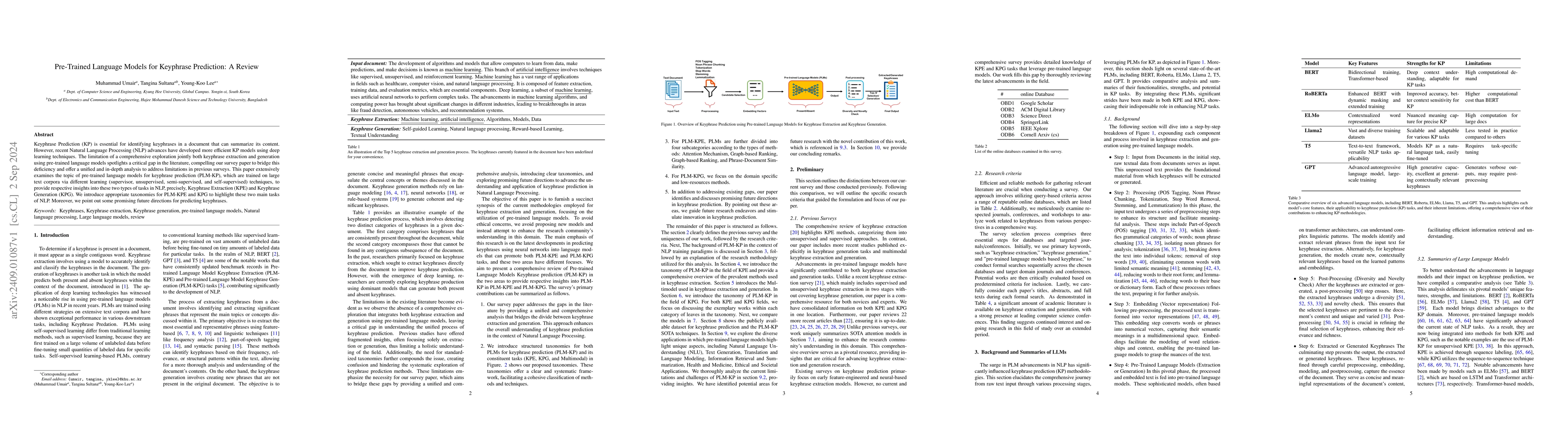 Thumbnail for Pre-Trained Language Models for Keyphrase Prediction: A Review