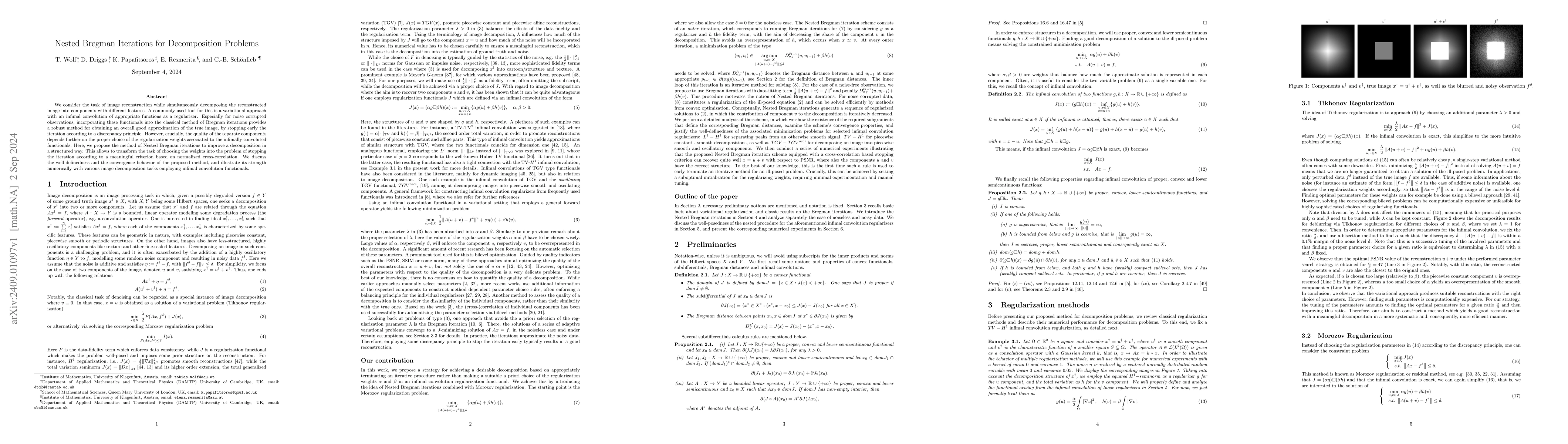 Thumbnail for Nested Bregman Iterations for Decomposition Problems