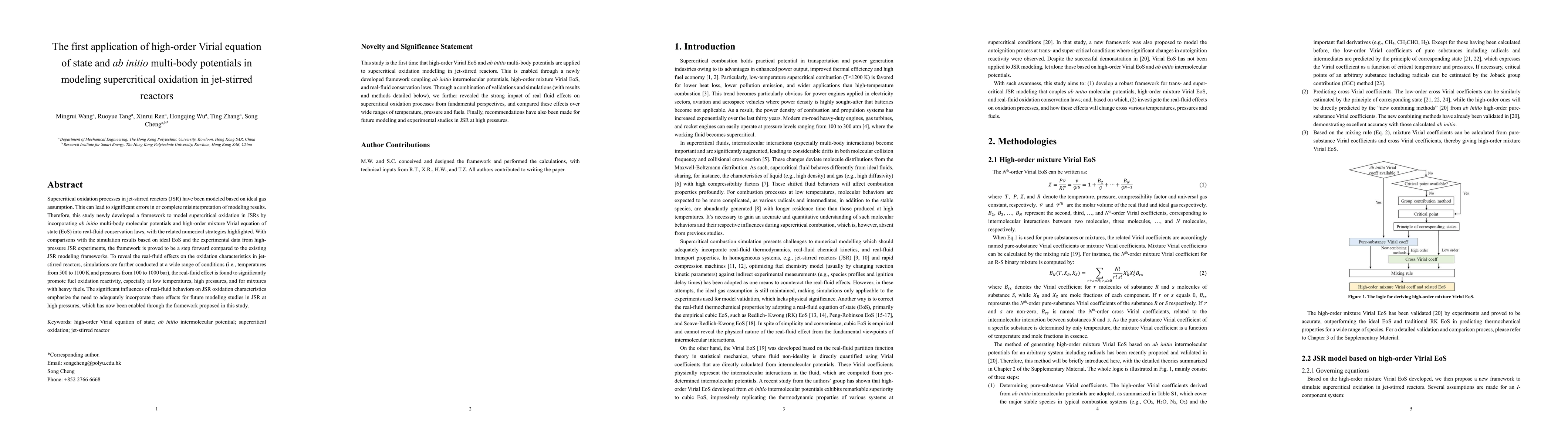 Thumbnail for The first application of high-order Virial equation of state and ab
  initio multi-body potentials in modeling supercritical oxidation in
  jet-stirred reactors