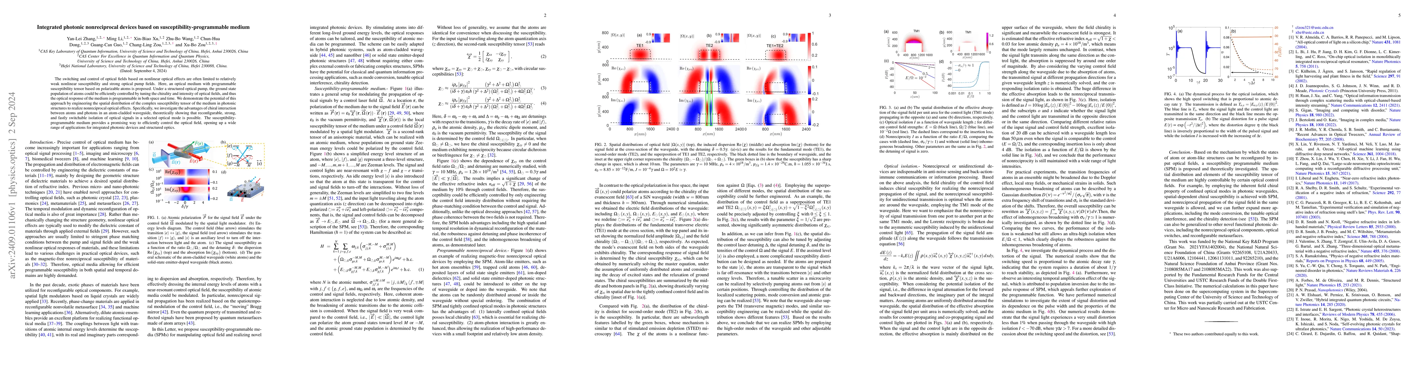 Thumbnail for Integrated photonic nonreciprocal devices based on
  susceptibility-programmable medium