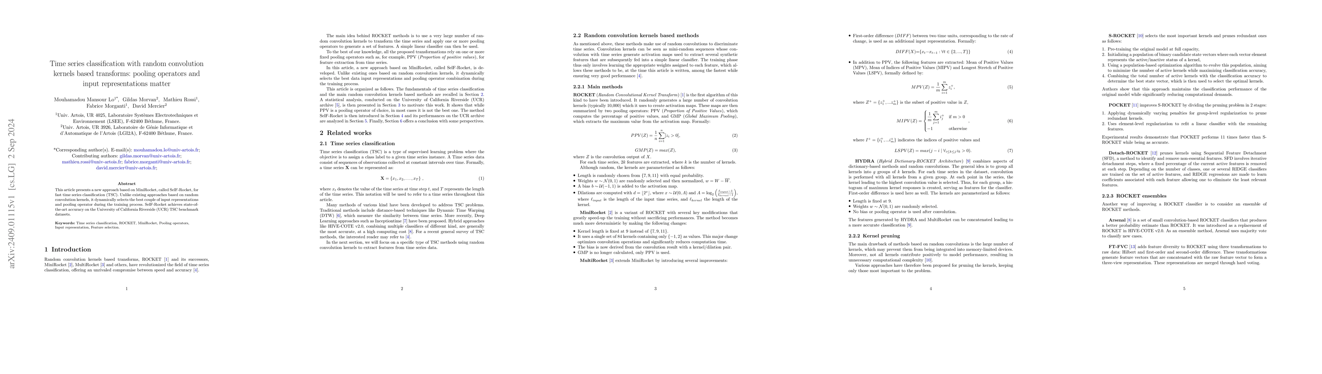 Thumbnail for Time series classification with random convolution kernels based
  transforms: pooling operators and input representations matter