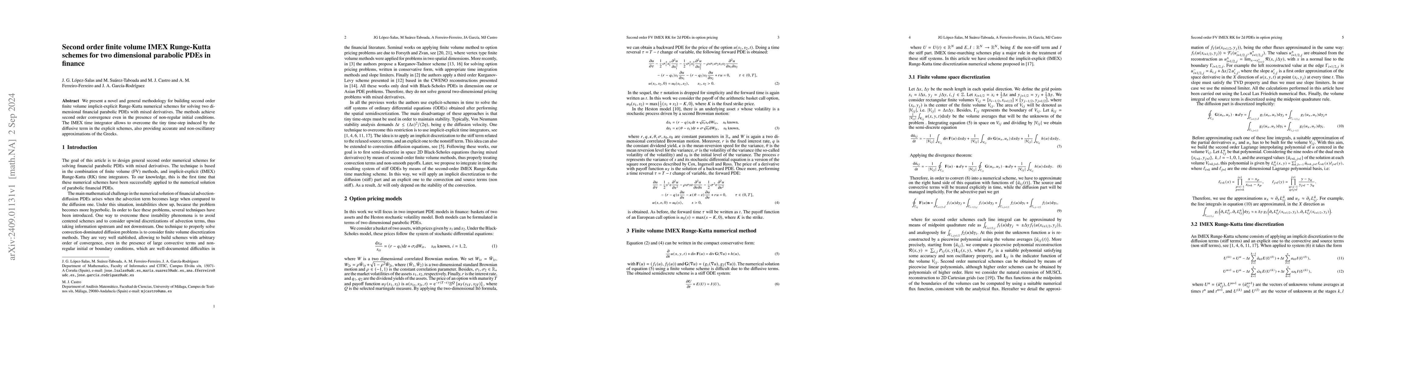 Thumbnail for Second order finite volume IMEX Runge-Kutta schemes for two dimensional
  parabolic PDEs in finance
