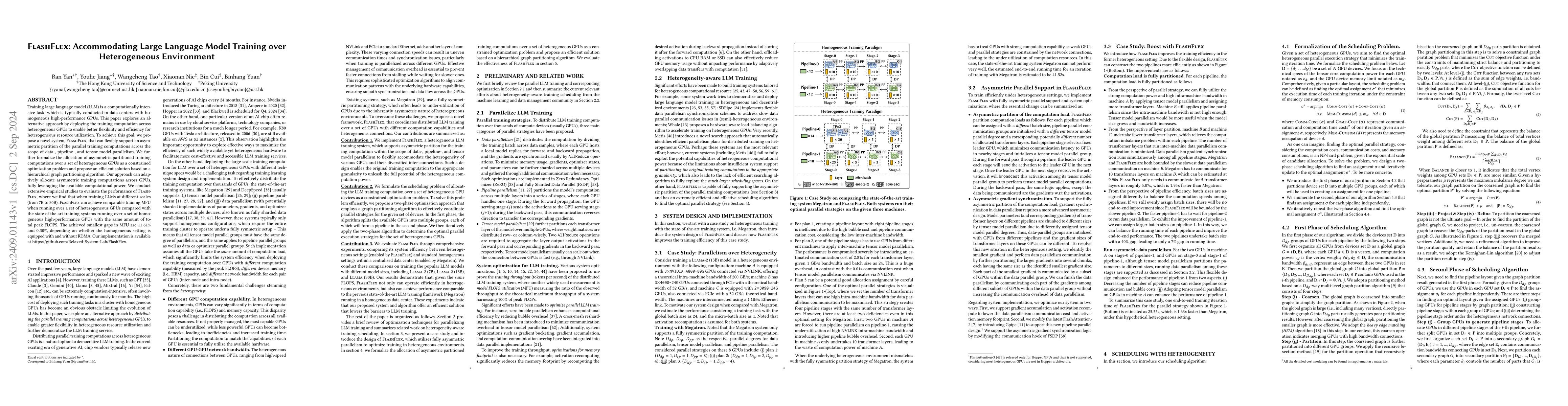 Thumbnail for FlashFlex: Accommodating Large Language Model Training over
  Heterogeneous Environment