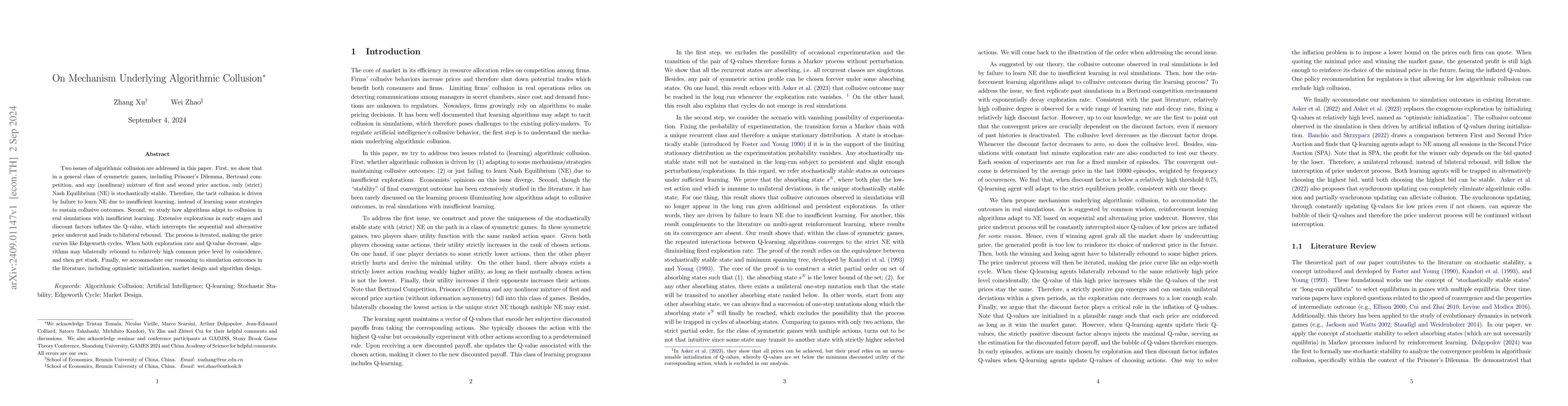 Thumbnail for On Mechanism Underlying Algorithmic Collusion