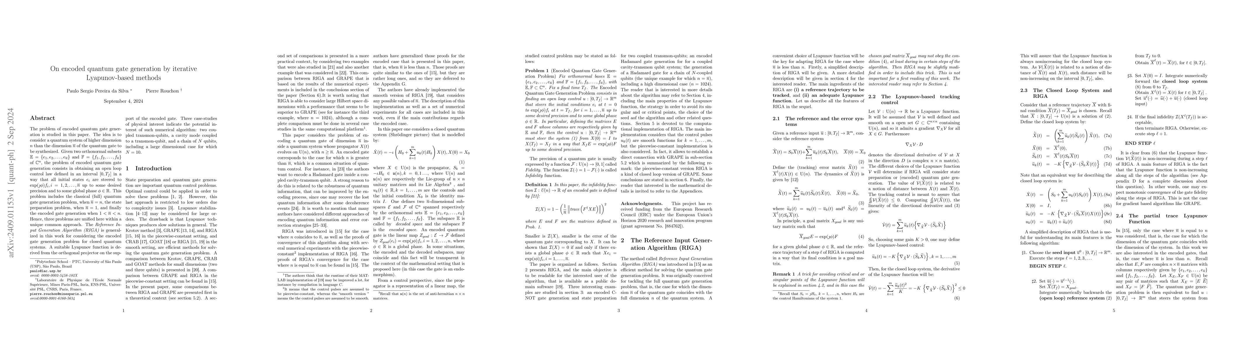 Thumbnail for On encoded quantum gate generation by iterative Lyapunov-based methods