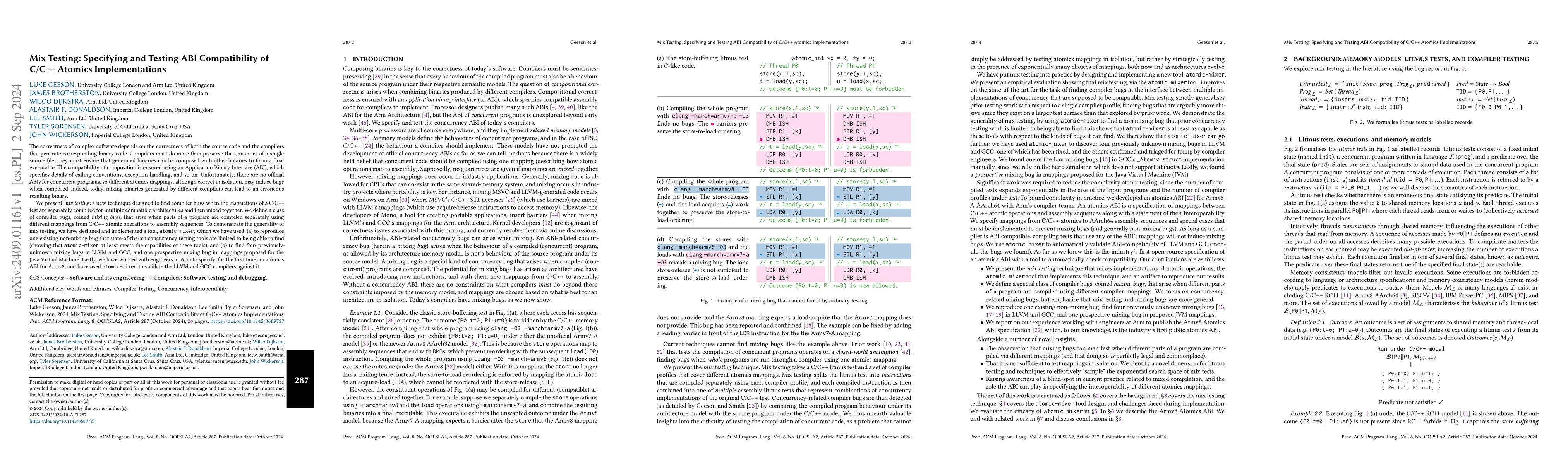 Thumbnail for Mix Testing: Specifying and Testing ABI Compatibility of C/C++ Atomics
  Implementations