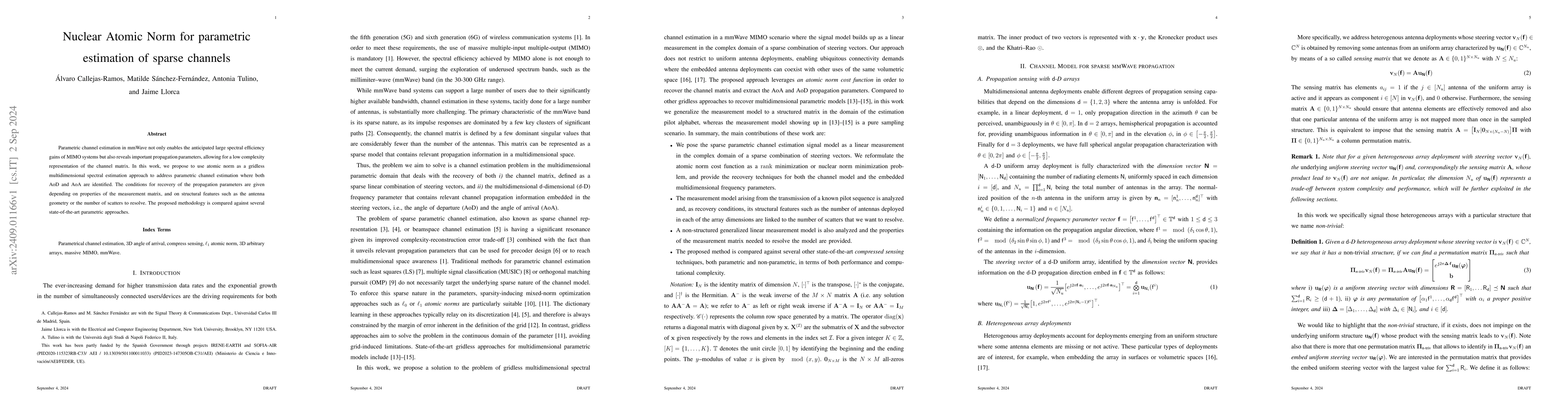 Thumbnail for Nuclear Atomic Norm for parametric estimation of sparse channels